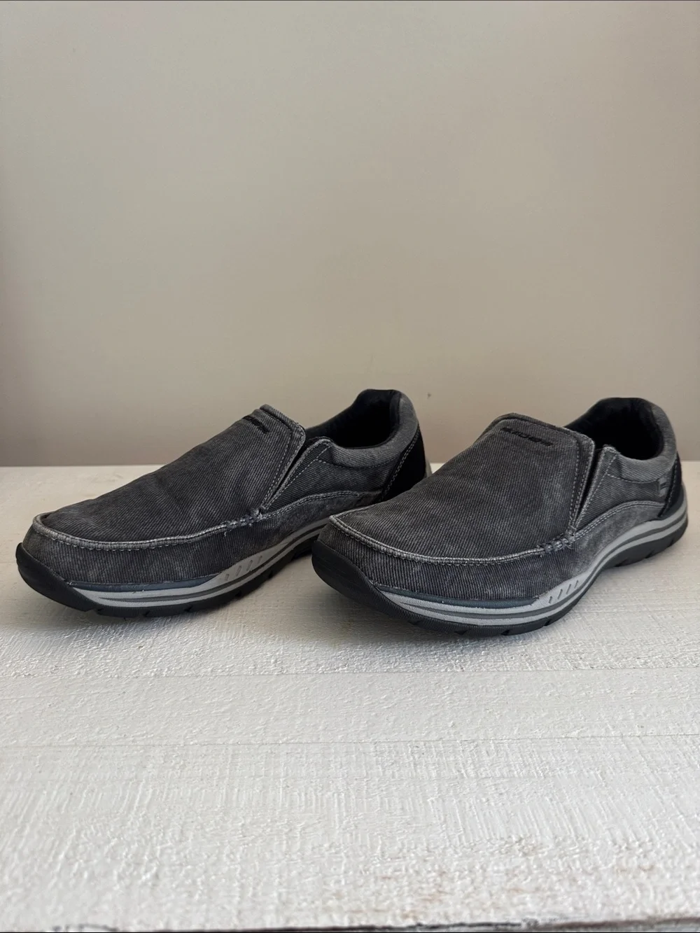 Skechers Men's Relaxed Fit Slip-On Loafers in Charcoal Gray